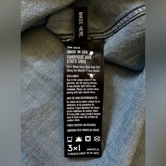 3x1 NYC Oversized Classic L/S Denim Shirt Sz XS *NWT* - Picture 6 of 10